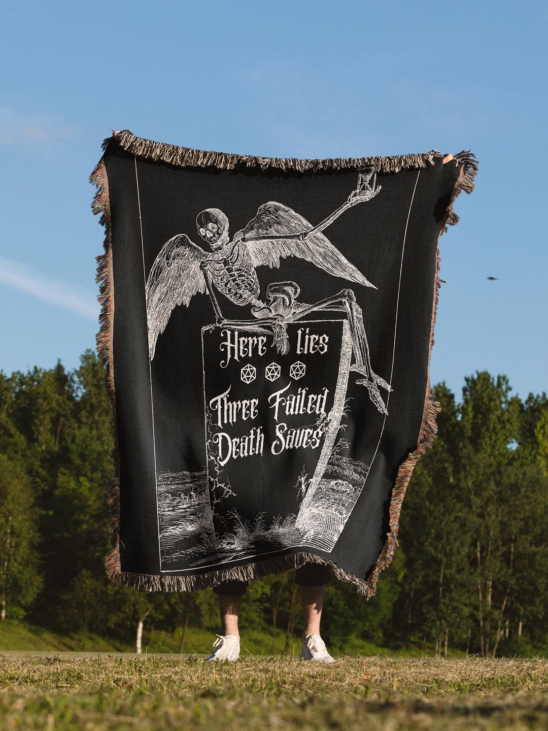 Three Failed Death Saves Vintage Horror Woven Blanket : Vintage Novelty ...