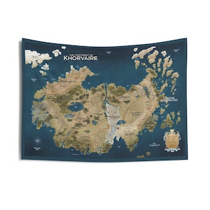 Plan de Khorvaire Tenture murale d'intérieur | RPG coloré Donjons et Dragons D&D 5e Eberron | 36 x 26 pouces