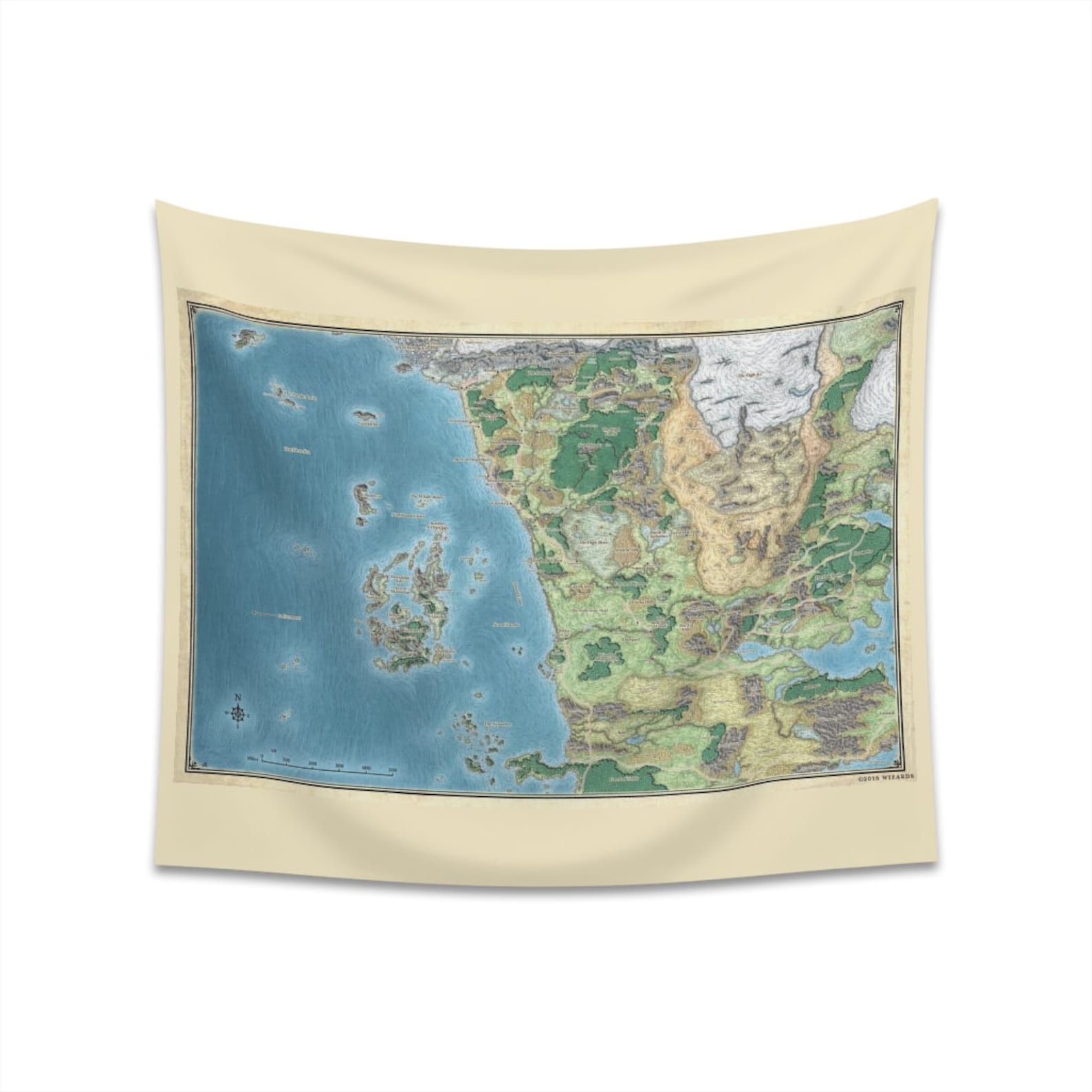 Map of Faerun Indoor Wall Tapestry Colored Dungeons and Dragons Dnd