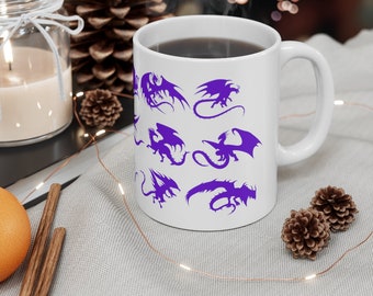 Purple Dragon Silhouettes Mug | 11oz White