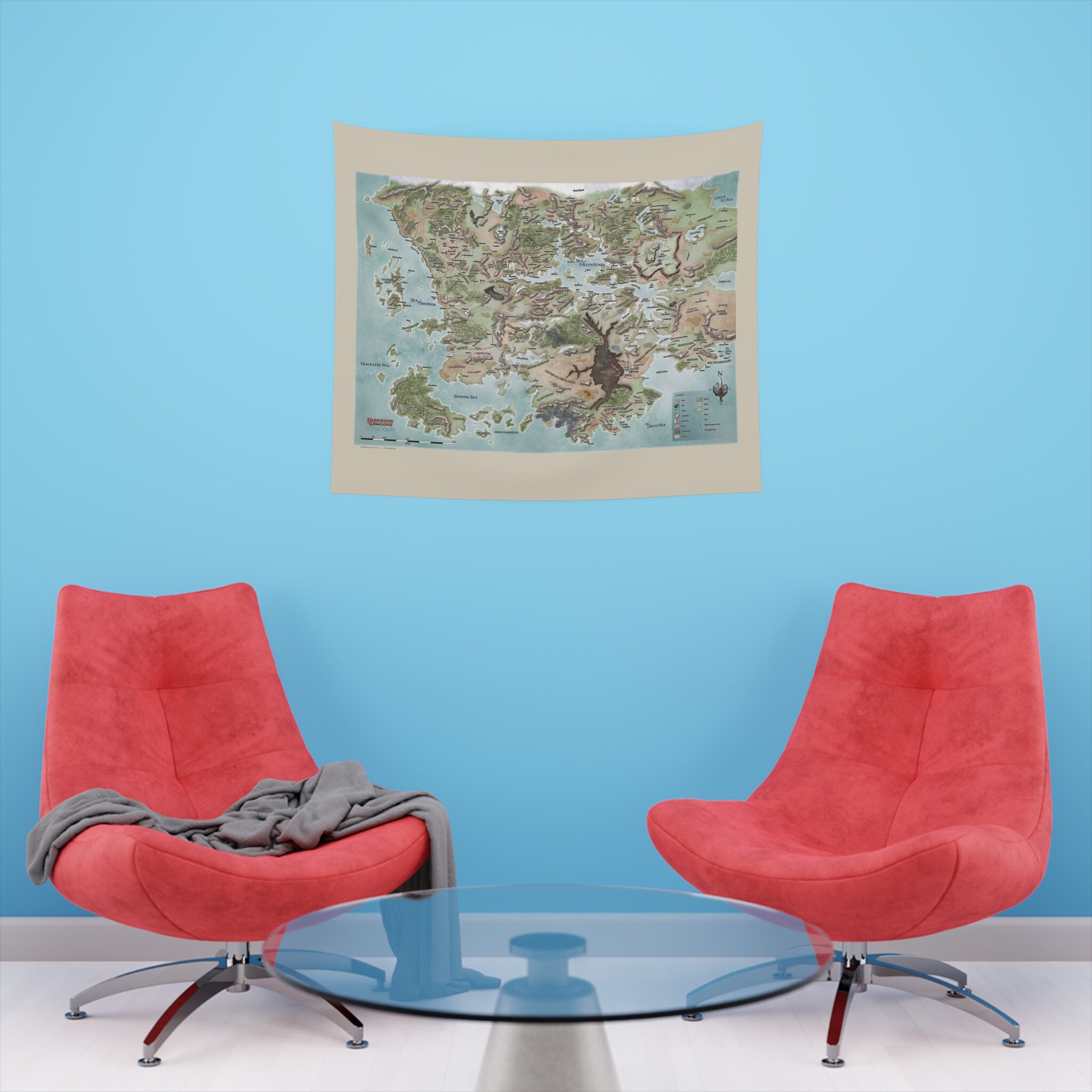 Complete Map of Faerun Indoor Wall Tapestry Colored Dungeons and 