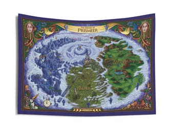 Mapa del tapiz mural de Prismeer / Mapa a color para juegos de rol Dungeons and Dragons DnD Wild Beyond the Witchlight