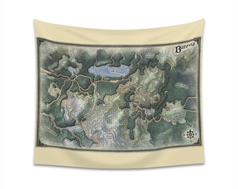 Map of Barovia Indoor Wall Tapestry | Colored Dungeons and Dragons DnD Curse of Strahd Module | Barovia World Map
