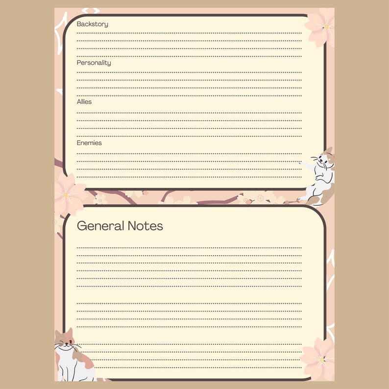 PRINTABLE D&D 5e fillable Cute Cats character sheet Blank template image 4