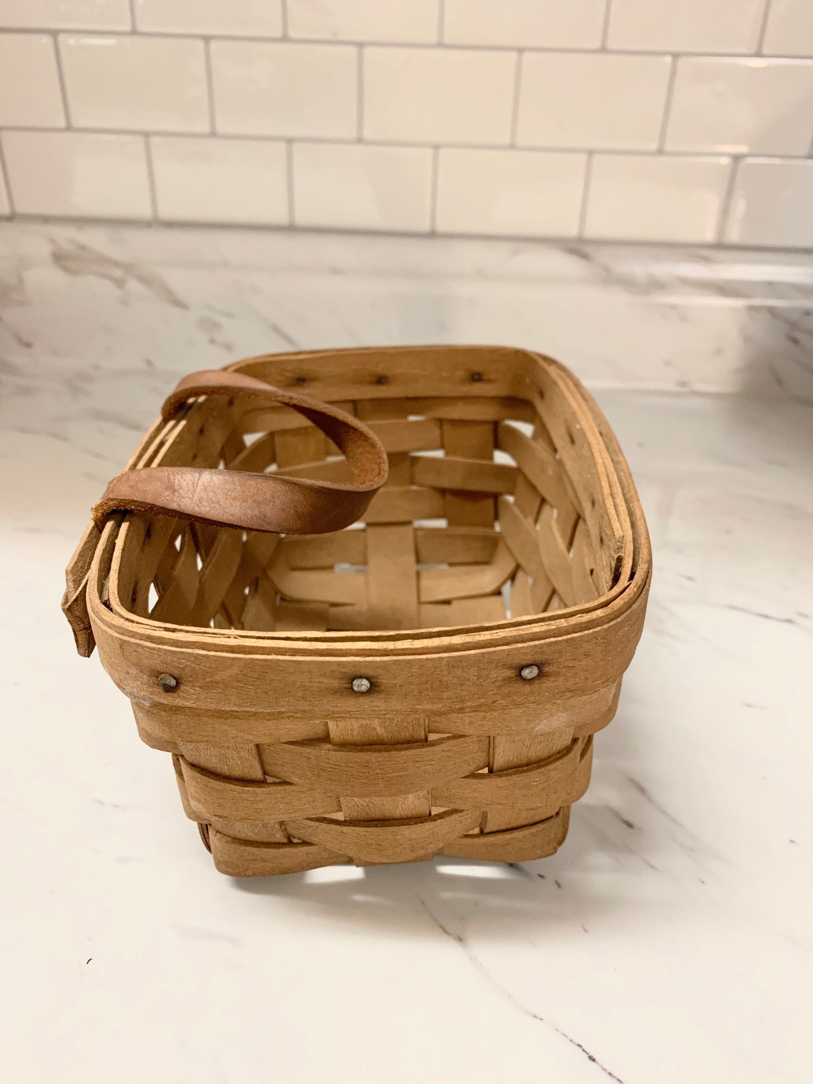 Vintage 1986 Signed Longaberger small wall hanging basket Etsy