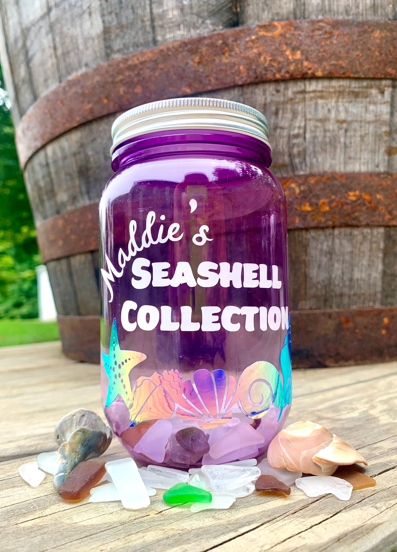 Personalized Seashell Collection Jar Etsy