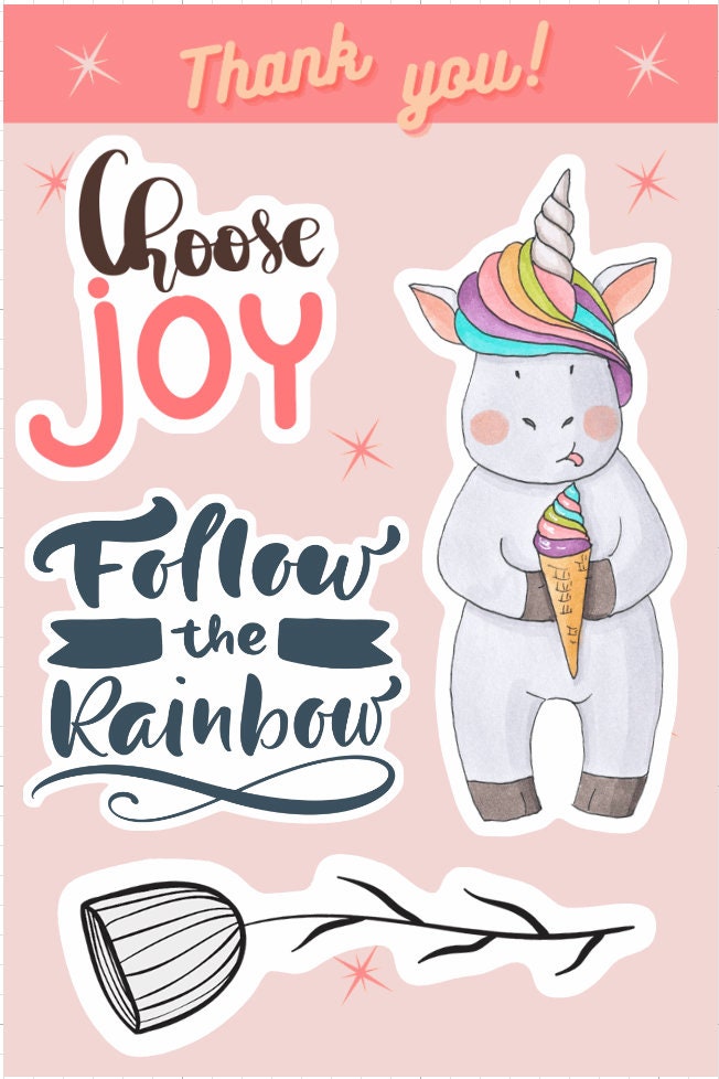 rainbow unicorns sticker sheet matte stickers ideal for etsy