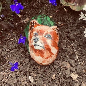 Personalised Palm Sized Pet Portrait Rock - Large Cat or Dog Stone - Hand painted stone - Cat Loss Rock - Pet grave - Personalised pet stone