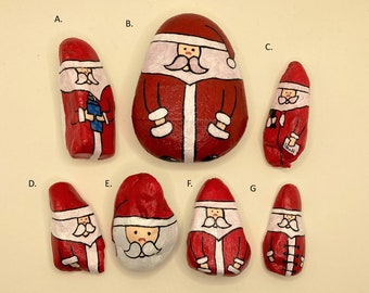 Christmas Santa Stones - Santa Ornaments - Christmas Gifts - Xmas Santa's - Father Christmas - Santa Rocks