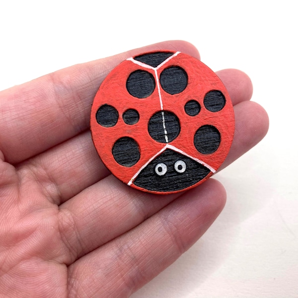 Hand Painted Ladybird Badge -Laser Etched Badge - Hand Painted Badge - Painted Ladybird Keepsake - Hand Painted Pins