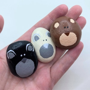 Set of 3 teddy bear stones - Pocket Pets - Indoor Decor - Animal Lover Gift - Teddy Bear Rocks - Animal Rocks - 3 Bears Stones
