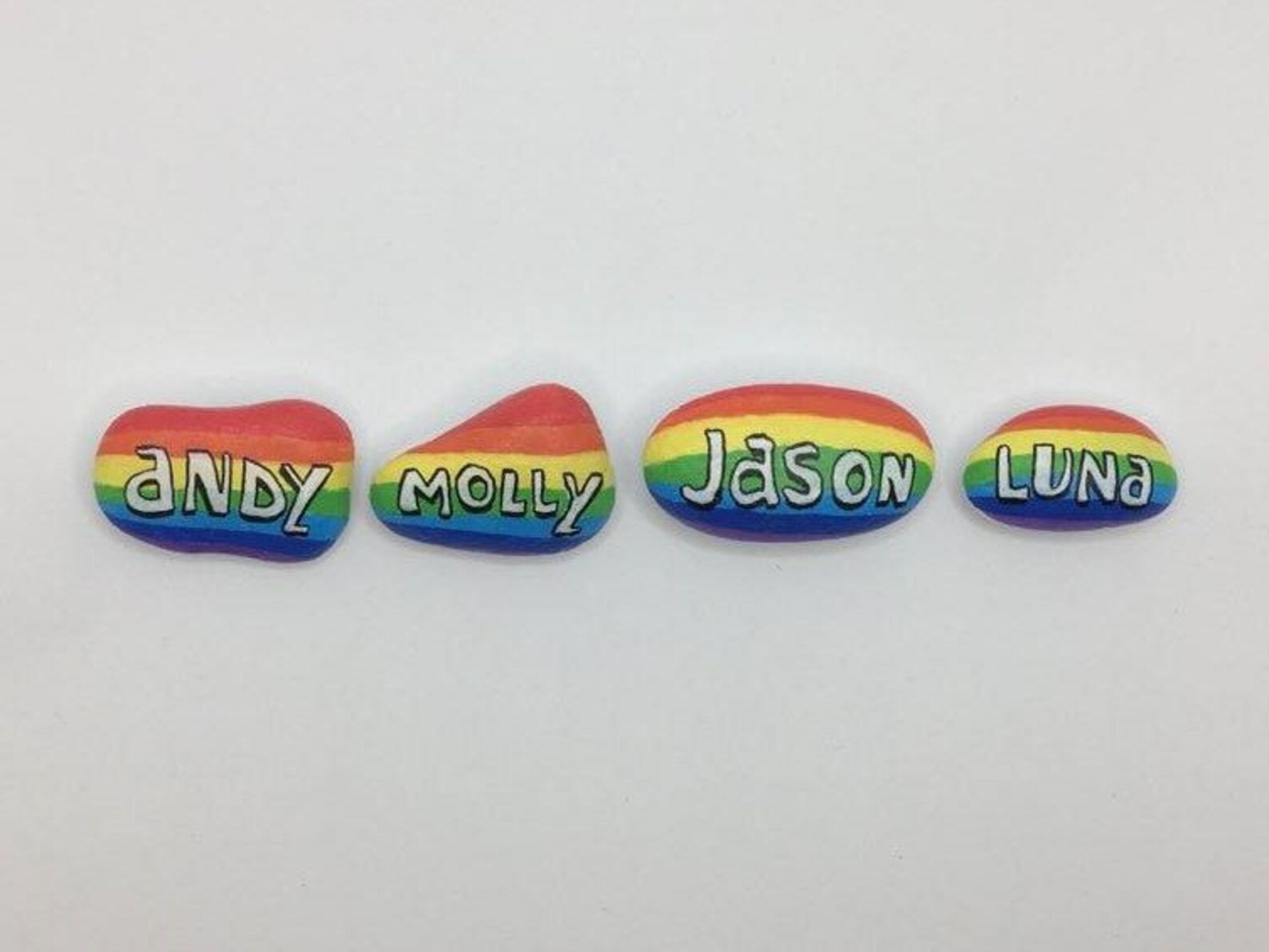 Rainbow Personalised Name Family Rocks Stones - Christmas Gifts - Named ...