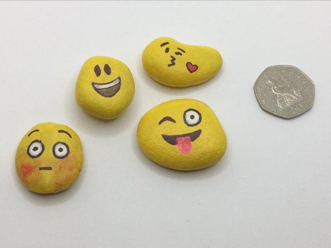 Personalised Emoji Stones of Your Choice Hand Painted Etsy