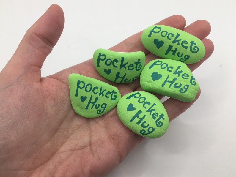 A pocket hug rock Hand painted stones Stay safe rock Etsy