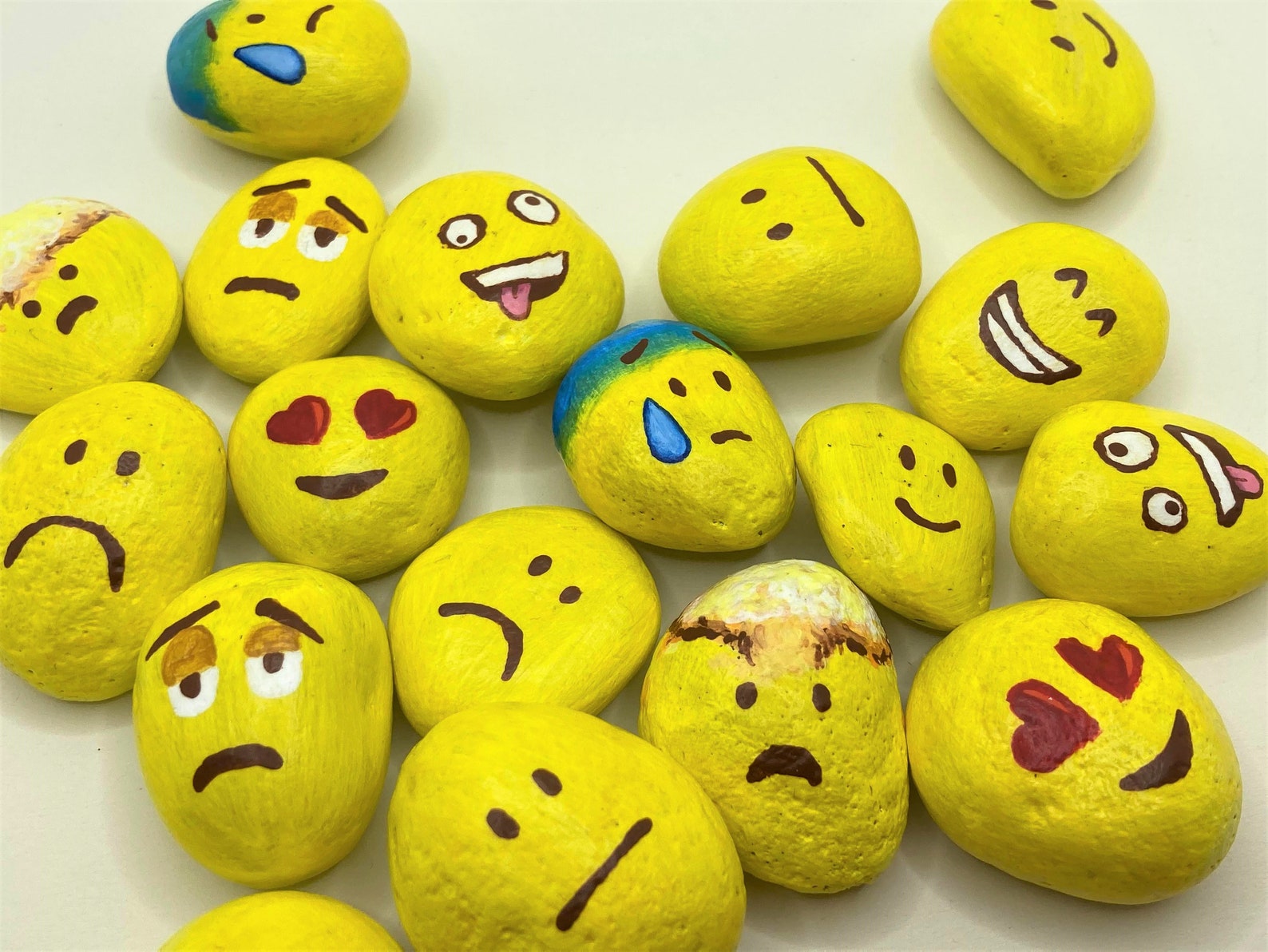 Personalised Emoji Stones of Your Choice Hand Painted Etsy