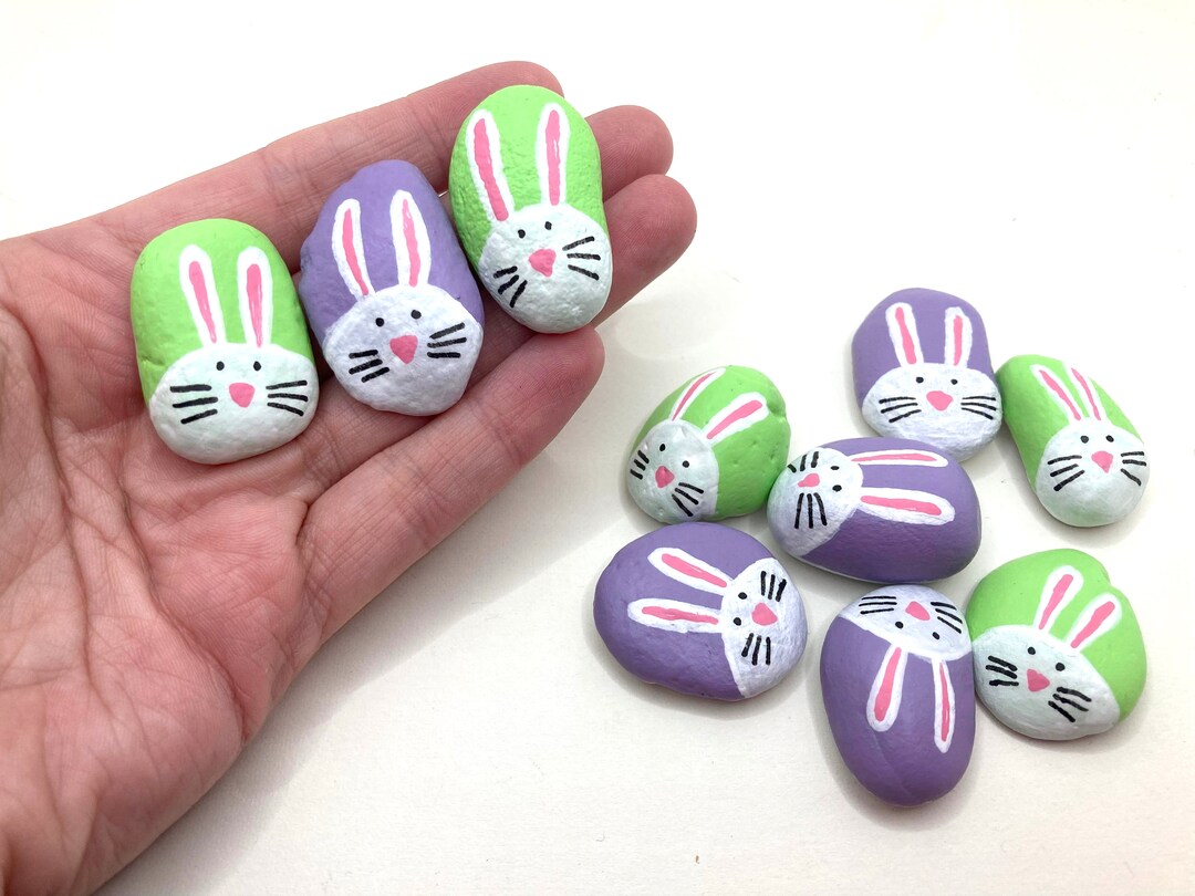 Simple Rabbit Pebbles Paint Minimum 3 Rabbit Pebbles - Minimum 3 Rabbits to 10 - for Easter Hunt ...