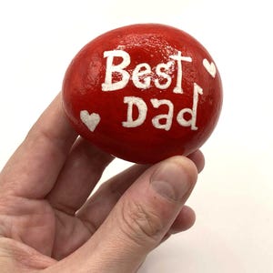 Best Dad Rock - Father&#39;s Day Rock - Gift for Dad - Pocket Rock - Hand Painted Stones Rocks - Keepsake for Dad - Stone for Grandad - Grandpa