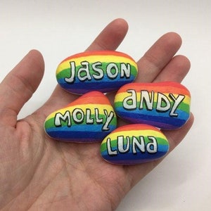 Rainbow Personalised name family rocks stones - Christmas Gifts - Named Stones - Hand painted customisable rocks - Katie Hone