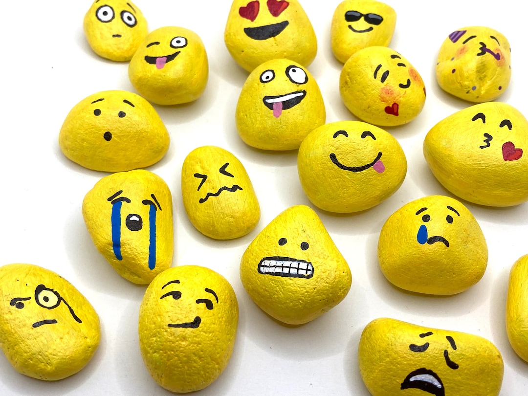 Personalised Emoji Stones of Your Choice Hand Painted Customisable