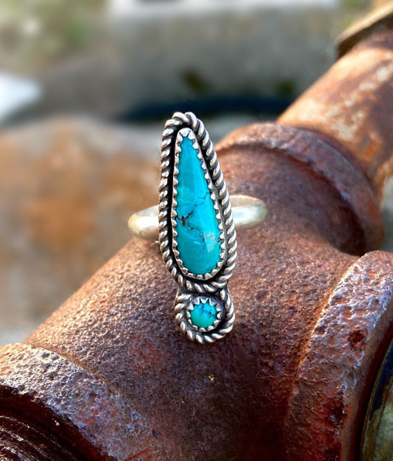 Hubei Turquoise Ring/ .925 Sterling Silver/ Turquoise Ring/ Genuine Turquoise/ Gemstone/ made in the USA