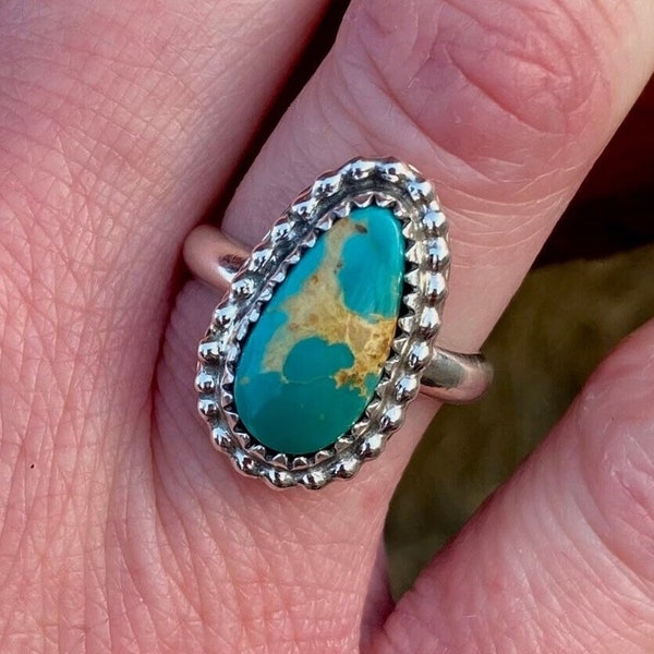 Genuine Royston Turquoise Ring/ .925 Sterling Silver/ Turquoise Ring/ Sterling Silver Ring