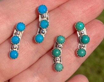 Sleeping Beauty Turquoise Ear Crawlers/ Turquoise Earrings/ Sterling Silver Earrings/ Turquoise Crawlers/ Made in the USA