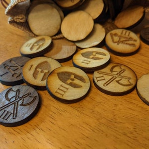 20 Custom Single-Sided Laser Engraved Game Wood Tokens