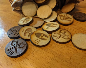 20 Custom Single-Sided Laser Engraved Game Wood Tokens
