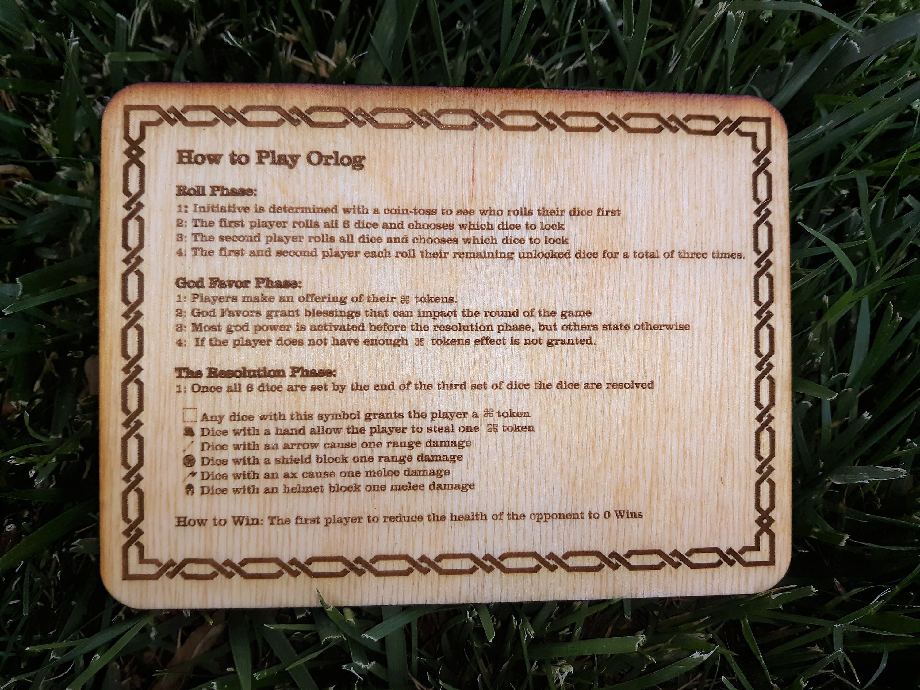 Laser Engraved Orlog Rules or Other Games Etsy