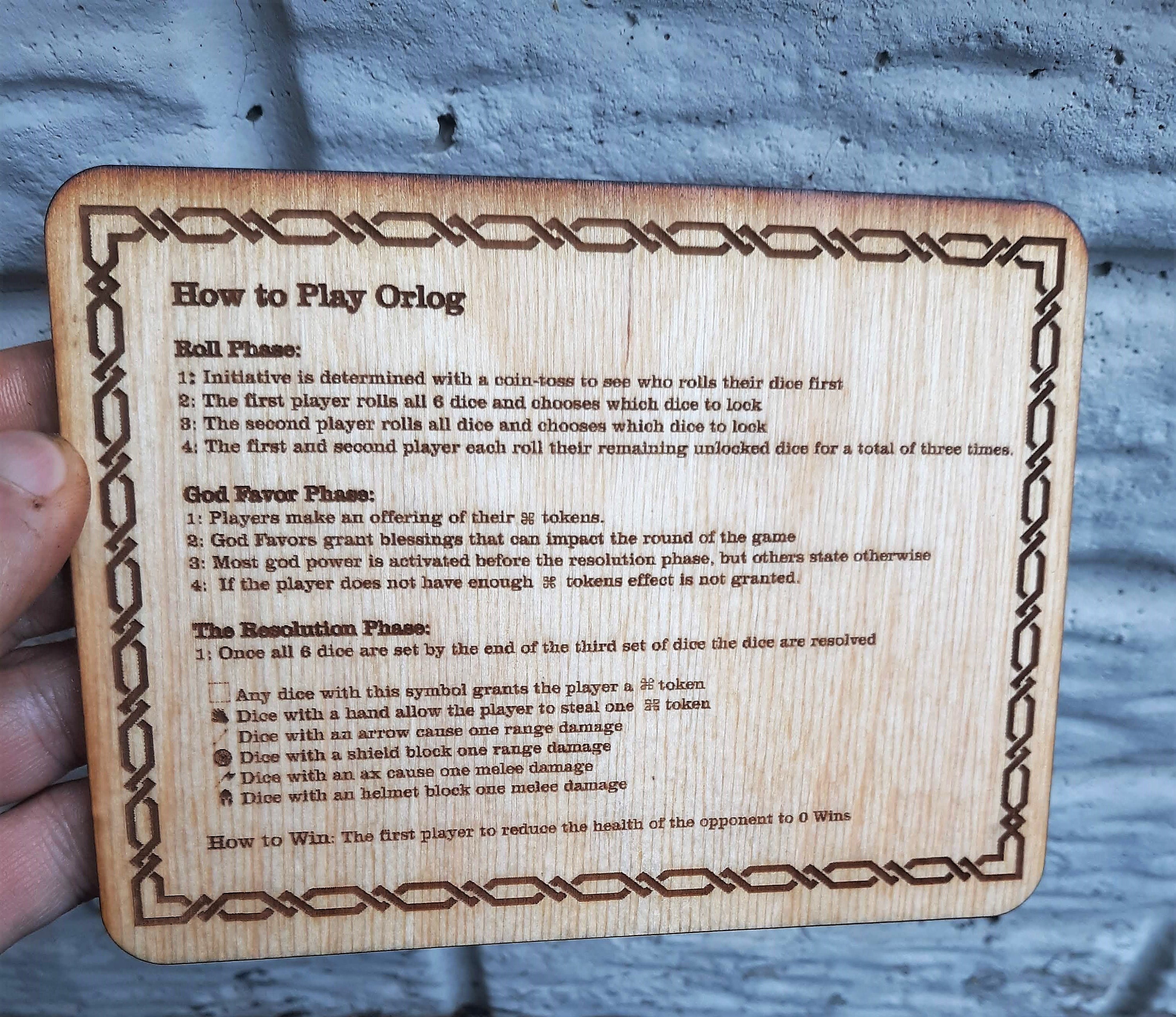 Laser Engraved Orlog Rules or Other Games Etsy