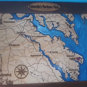 Carte personnalisée de la baie/du lac de 19 par ~ 11 pouces (avec ou sans époxy)