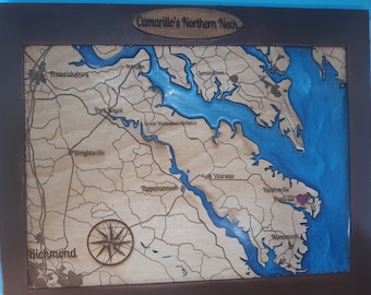 19 by ~11 inch Customized Bay/Lake Map (with or without Epoxy)