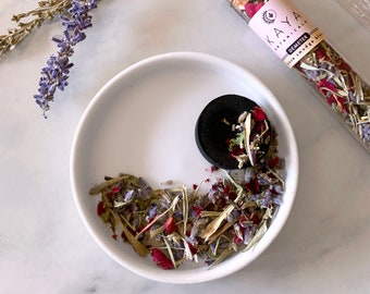 Demeter | Loose Incense with Free Charcoal Disk | Blue Sage, Rose, and Wild Lavender | Ethically Harvested Smudge Blend