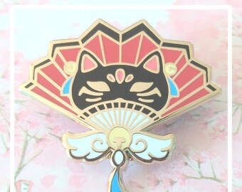 Fan Set - Black Kitsune Fan Enamel Pin