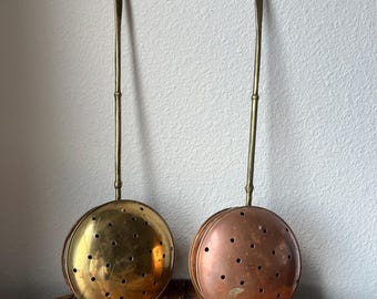 Set van 2 vintage koperen en messing bedwarmers