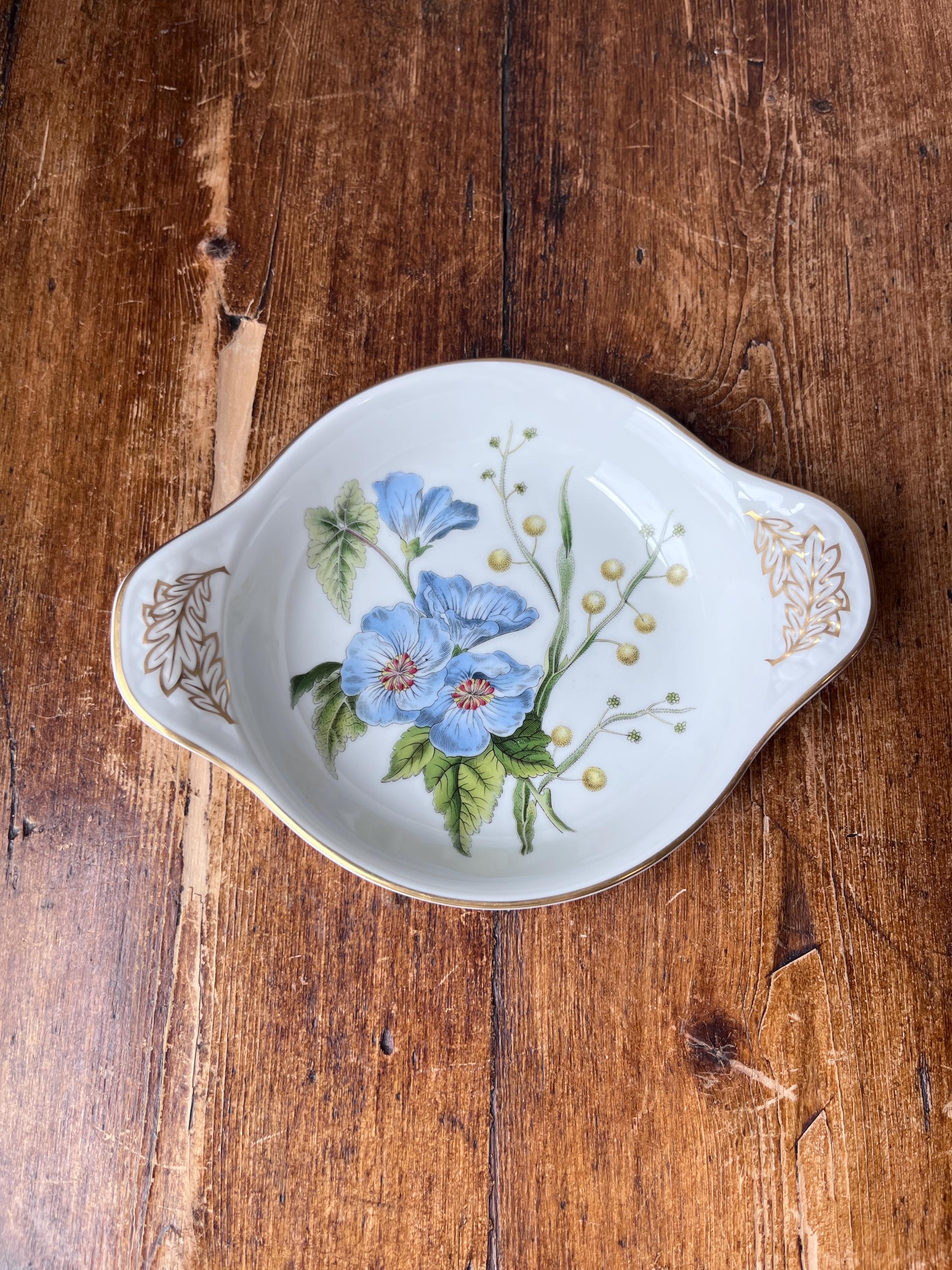  STAFFORD プレート 2枚 イギリス製 陶磁器 ボタニカル花柄 Spode Stafford Flowers Lida and Acacia 7” Au Gratin Dish, Ovenware