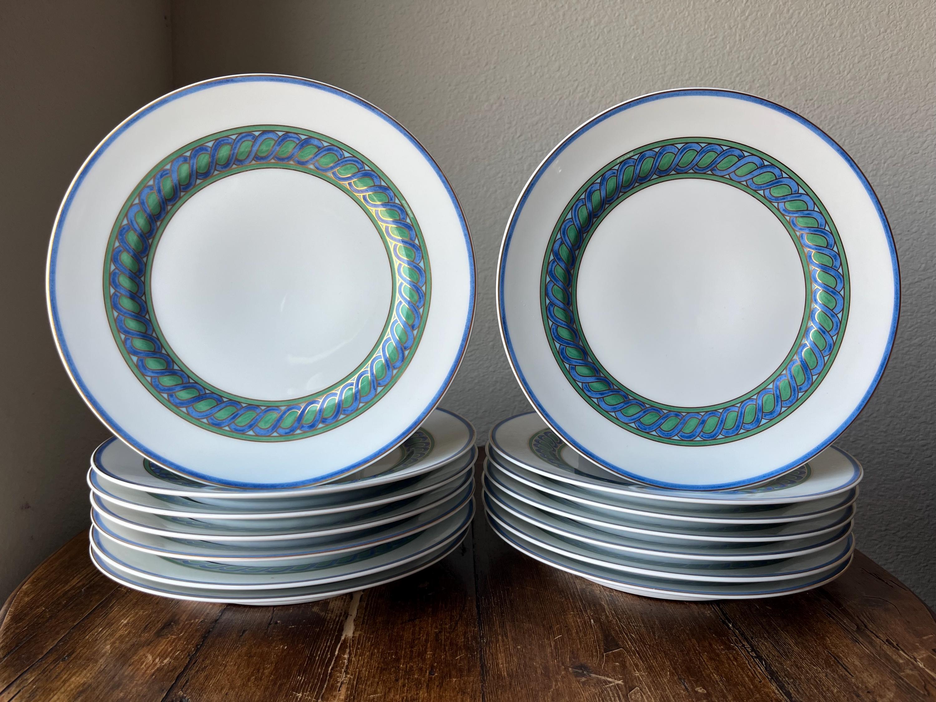 Christofle Paris China Torsade Bleu Pattern Dinnerware, Dinner