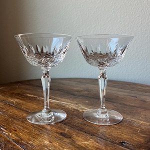 Set of 2- Tiffin-Franciscan Elyse Pattern Crystal Champagne/Tall Sherbet