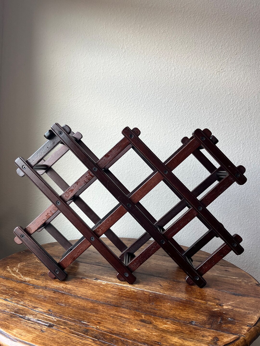 MCM Style Crate and Barrel Espresso Color Wooden Wine Rack for 8 ...
