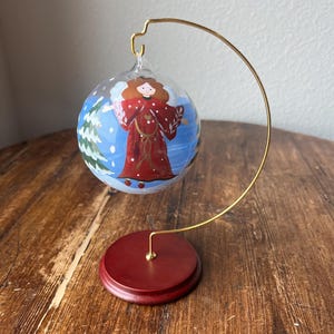Christmas Angel Hand painted Glass Tea-light Candle Holder with Original box