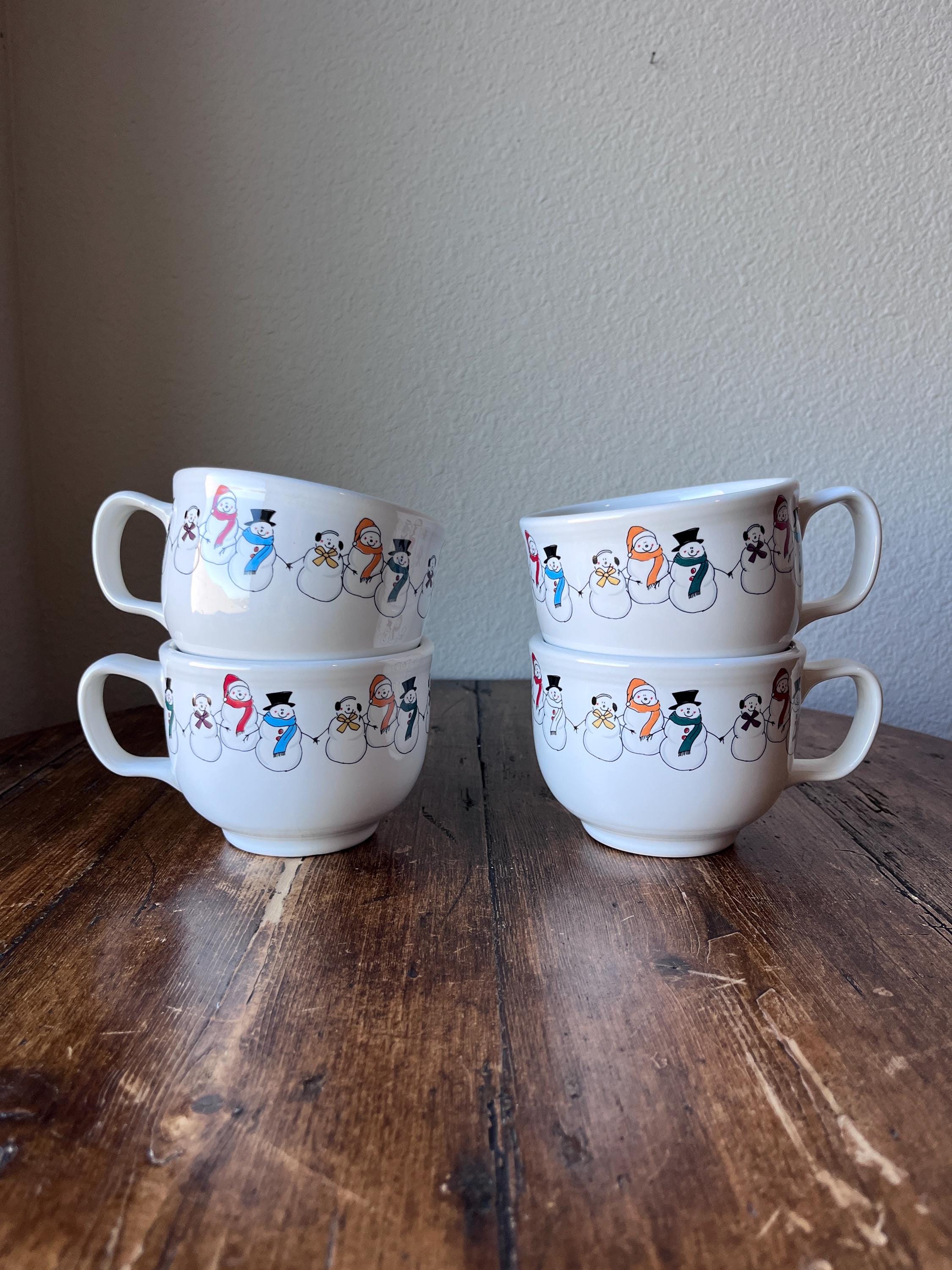 Set of 4 - Fiesta Ware Snowmen by Homer Laughlin China Company for