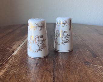 Vintage Lefton 50th Anniversary Salt and Pepper Shakers, Made in Japan
