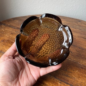 MCM Blenko Brown Glass Pebble Bottom Ashtray or Trinket dish