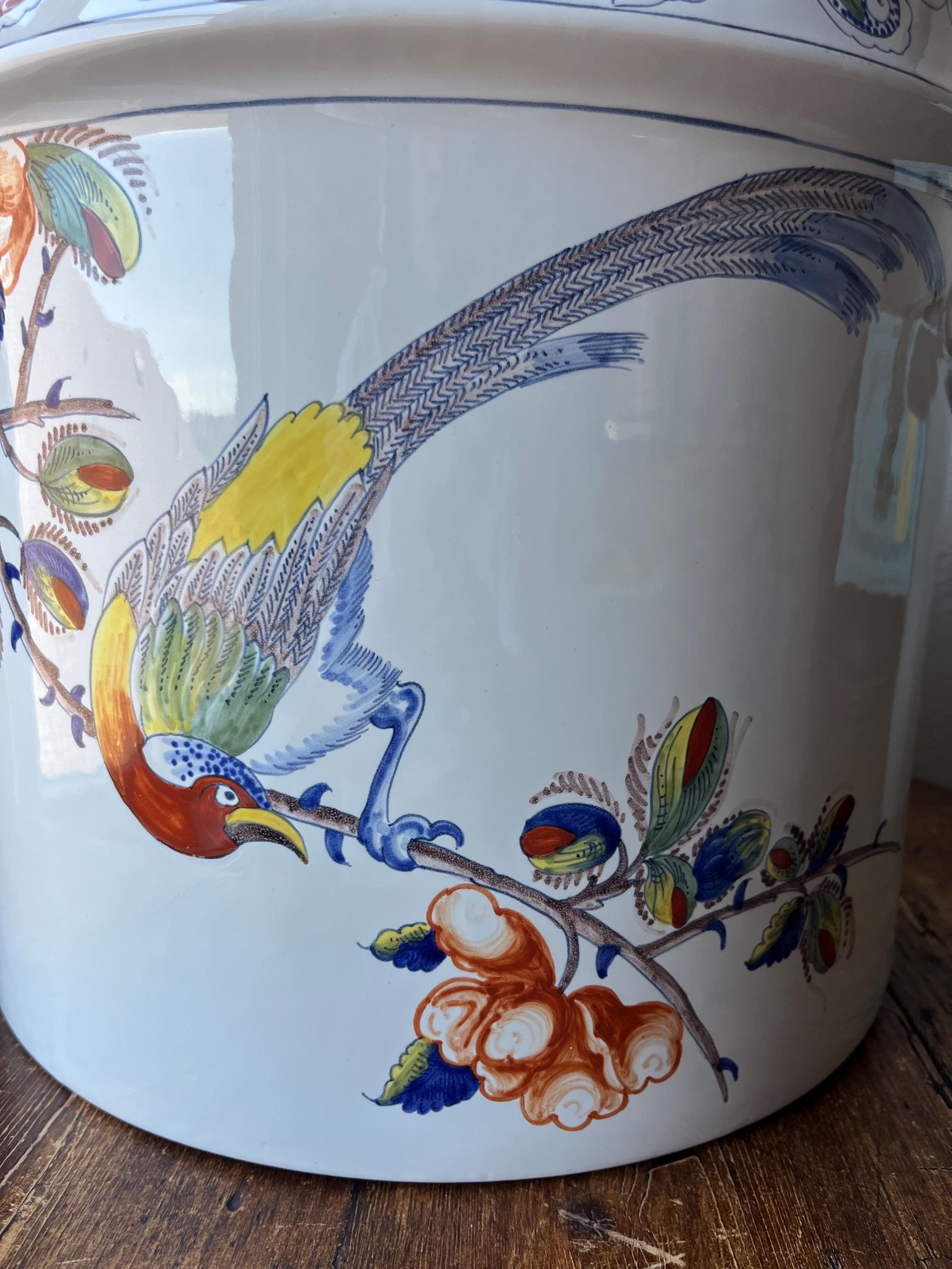 Tiffany and Co, Hand Painted Faience Planter Jardiniere Made in