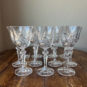 Set of 11 - Bohemia Crystal-Crystalex Pinwheel Pattern Red Wine Glasses