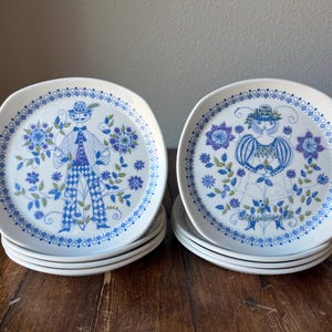 Set of 8 - Figgjo Flint Lotte Coupe Design Turi Design Square Salad Plates Made in Norway