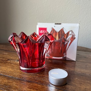 Vintage Mikasa République Tchèque rouge cristal Skyline Noël photophore simple
