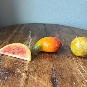 Mid-Century Modern Italian Alabaster Fruits Mango, Watermelon and Lemon, Sold Separately