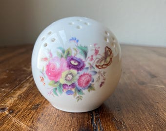 Bola de pomo, difusor y soporte para popurrí de porcelana fina Coalport vintage, fabricado en Inglaterra, con diseño floral.