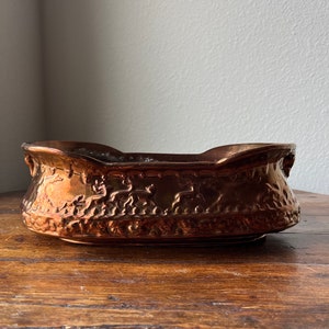 English Copper Cachepot Jardiniere Embossed, Made in England